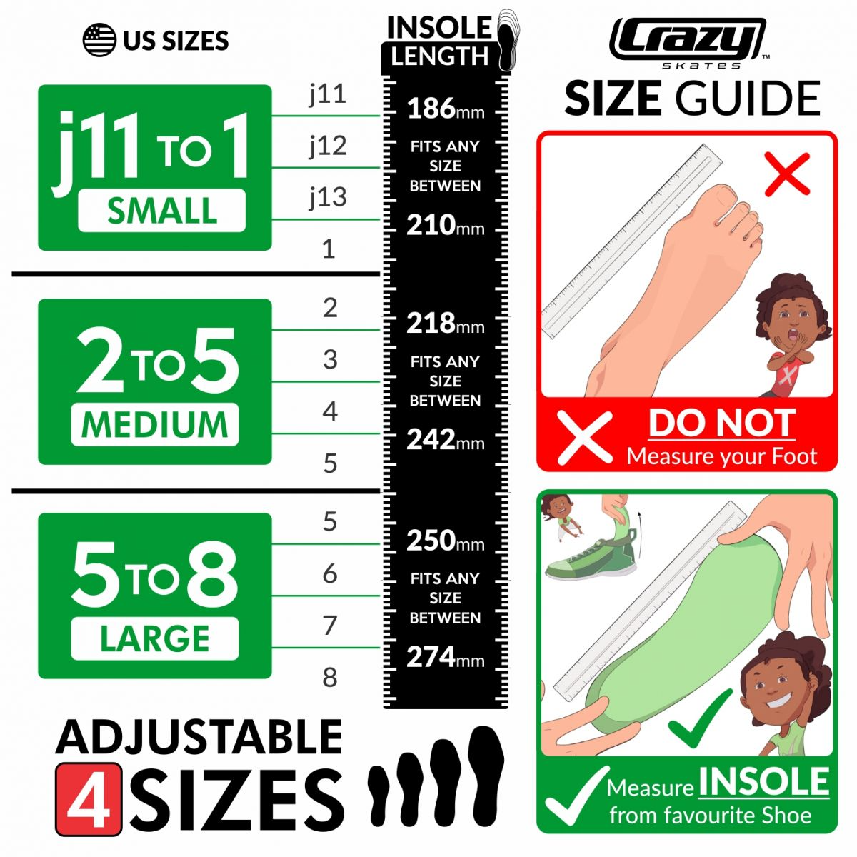 Crazy Skates Size Guide