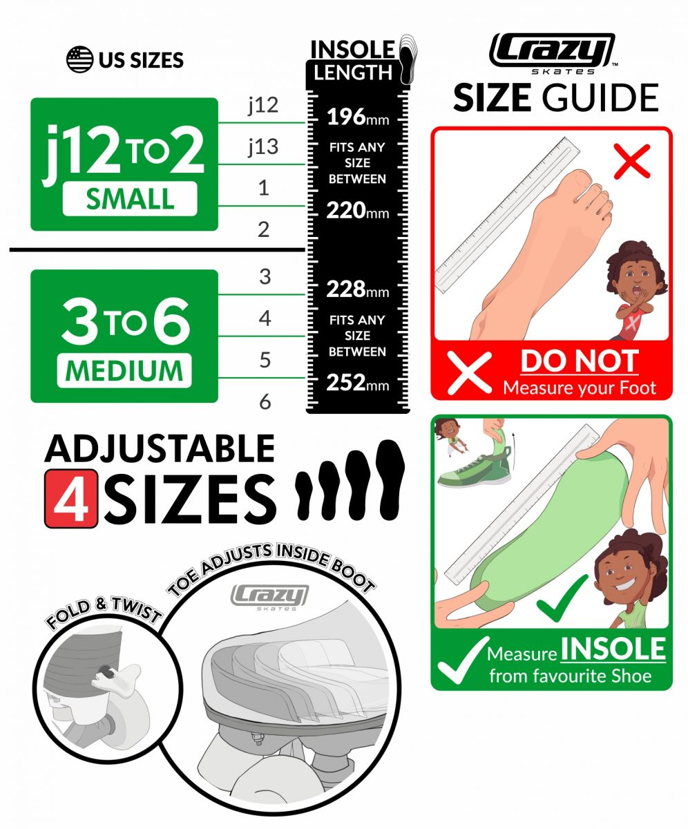 Crazy Skates Size Guide