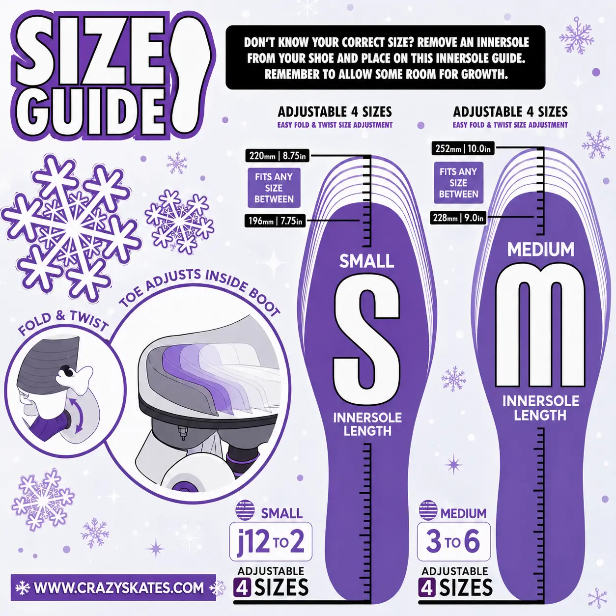 Crazy Skates Size Guide