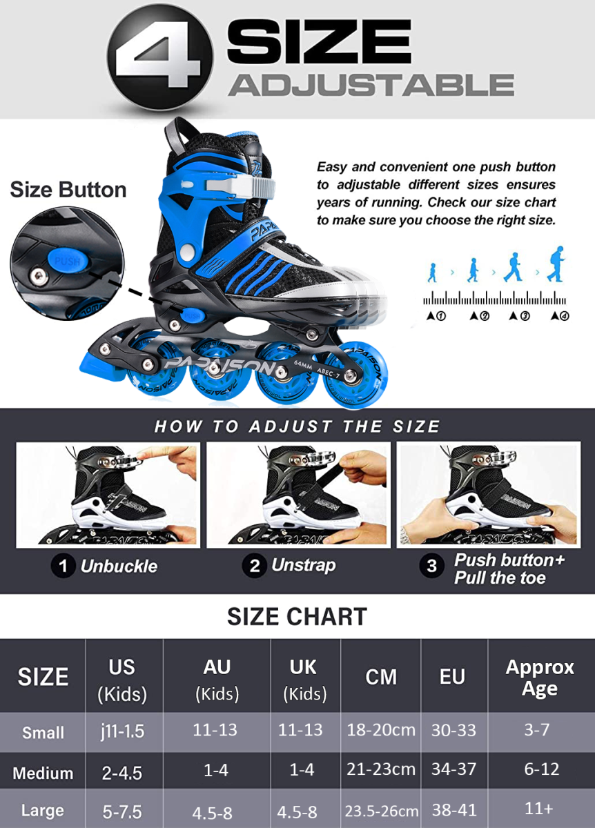 Papaison LED Light Inline Rollerblade Skates Bonus Free Skates Bag!