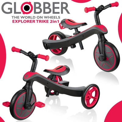 Globber Explorer Trike 2 in 1 - Red