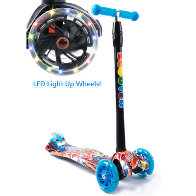 Scooter Crew 3 Wheel Scooter with LED Light Wheels - Graffiti Blue