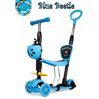 3 Wheel MULTI Scooter with LED Light Wheels - Blue Beetle