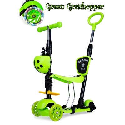 3 Wheel MULTI Scooter with LED Light Wheels - Green Grasshopper