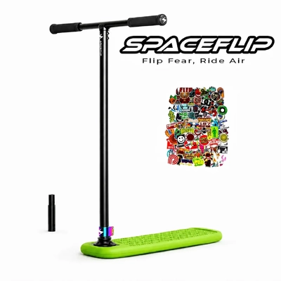 SpaceFlip MaxFlex Pro Trampoline Scooter - Green/Oil Slick