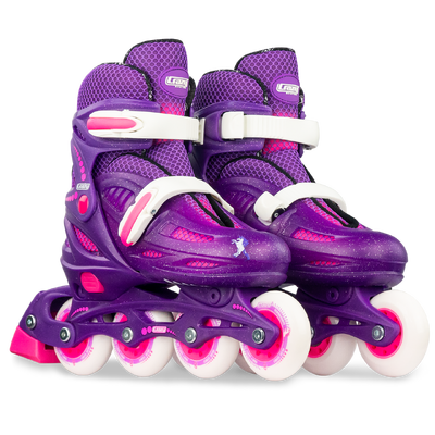Crazy Skates 148 Adjustable Inline Skates - Purple Glitter - Large 5-8