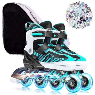 Thumbnail of Ecoo Inline LED Skates - Cyan Small 17cm-19cm