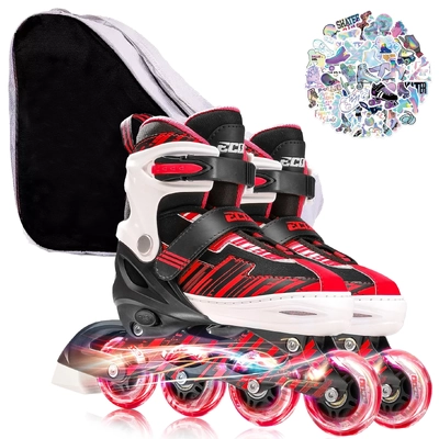 Thumbnail of Ecoo Inline LED Skates - Red Medium 20cm-22cm