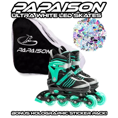 Thumbnail of Papaison Inline LED Skates - Green Medium 21cm-23cm