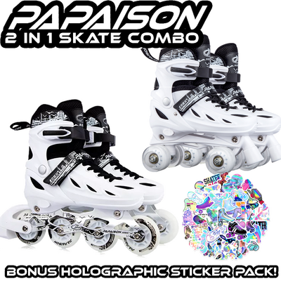 Papaison 2 in 1 LED Inline Roller Skate Combo