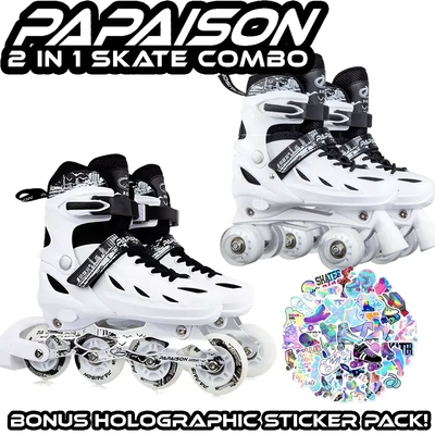 Thumbnail of Papaison 2 in 1 LED Inline Roller Skate Combo - Medium 21.4cm-24cm