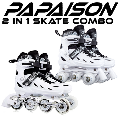 Papison 2 in 1 LED Inline Roller Skate Combo - Small 20cm-22cm