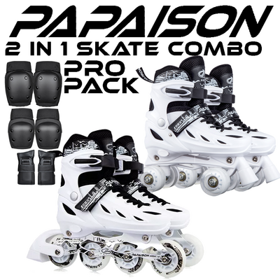 Papison 2 in 1 LED Inline Roller Skate Combo Pro Pack