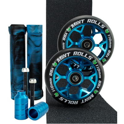 Mint Rolls 110mm Wheels Grips Pegs Tape Pack Blue/Aqua