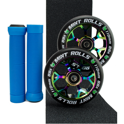 Mint Rolls 110mm Wheels Grips & Tape Pack Oil Slick/Blue