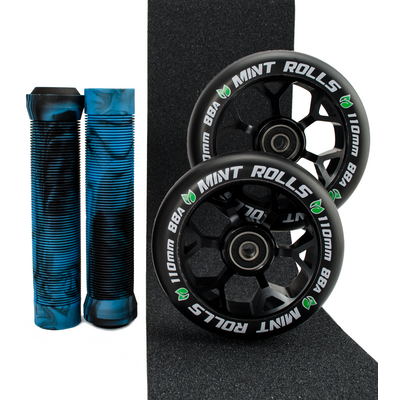 Mint Rolls 110mm Wheels Grips & Tape Pack Black/Aqua