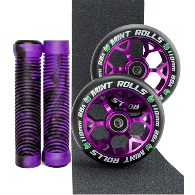 Mint Rolls 110mm Wheels Grips & Tape Pack Purple Black
