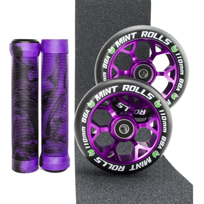 Mint Rolls 110mm Wheels Grips & Tape Pack Purple Black