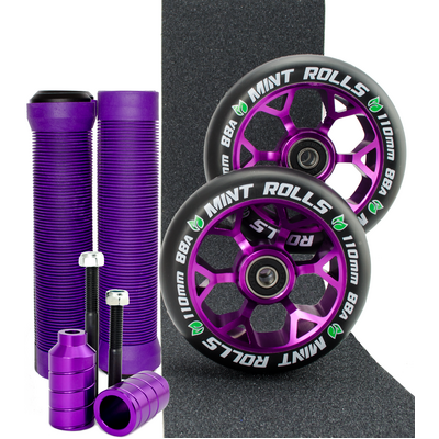 Mint Rolls 110mm Wheels Grips Pegs Tape Pack Purple