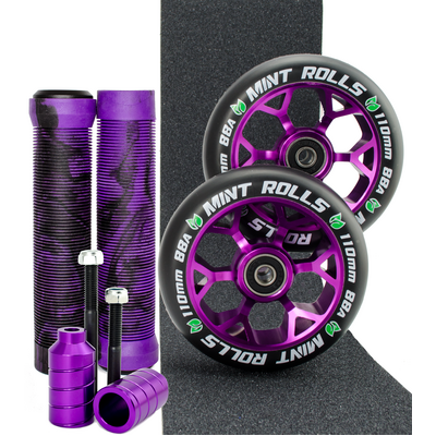 Mint Rolls 110mm Wheels Grips Pegs Tape Pack Purple Black