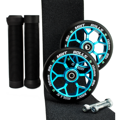 Mint Rolls 120mm Wheels Grips & Tape Pack Blue Black