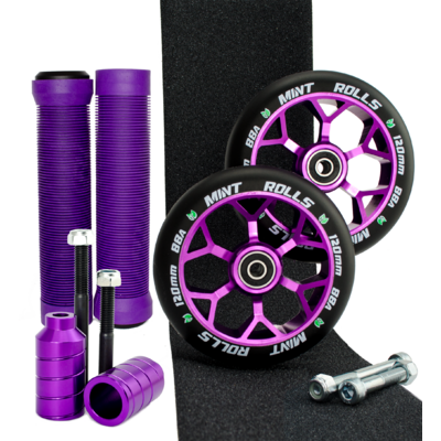 Mint Rolls 120mm Wheels Grips Pegs Tape Pack Purple