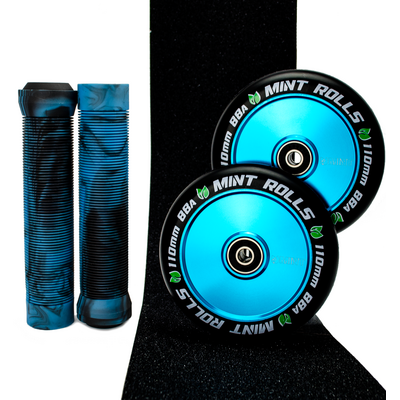 Mint Rolls 110mm Hollow Core Wheels Grips Tape Pack Blue/Aqua