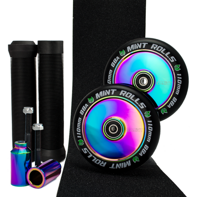Mint Rolls 110mm Hollow Core Wheels Grips Pegs Tape Pack Oil Slick/Black