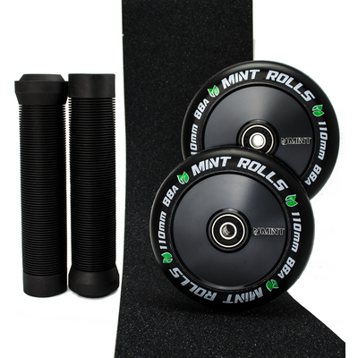 Mint Rolls 110mm Hollow Core Wheels Grips & Tape Pack Black