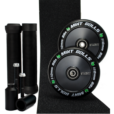 Mint Rolls Hollow Core 110mm Wheels Grips Pegs Tape Pack Black