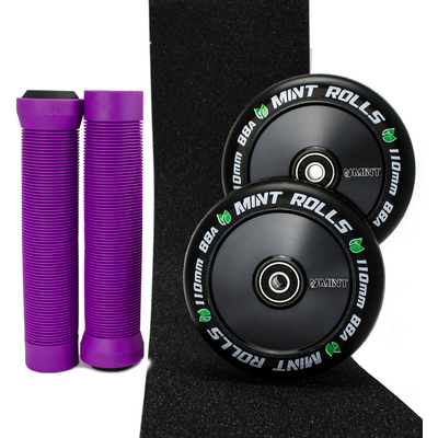 Mint Rolls 110mm Hollow Core Wheels Grips & Tape Pack Black/Purple