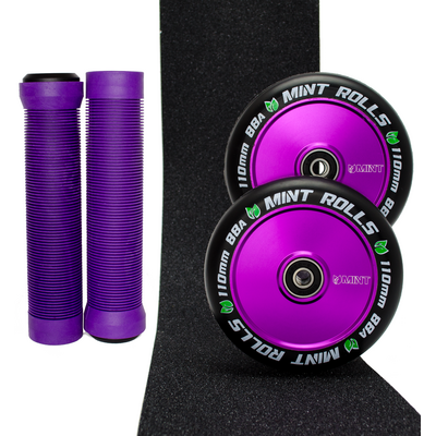 Mint Rolls 110mm Hollow Core  Wheels Grips & Tape Pack Purple