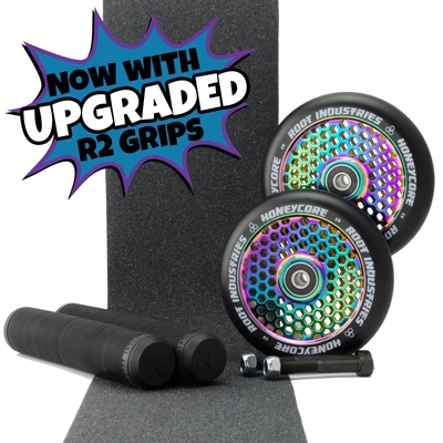 Root Industries Honeycore 110mm NeoChrome Wheels +Black Grips Pack