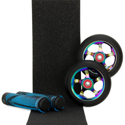 Scooter Crew 100mm Oil Slick Wheels Grips & Tape Pack