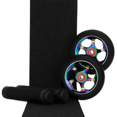 Scooter Crew 100mm Oil Slick Wheels Grips & Tape Pack
