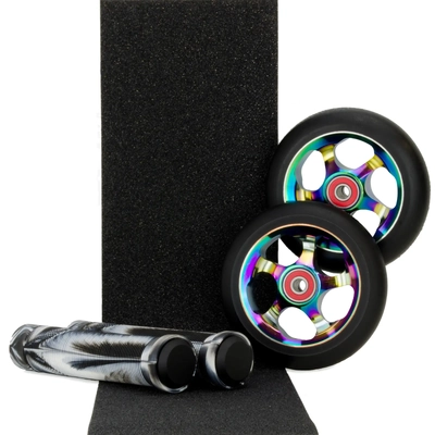 Scooter Crew 100mm Wheels Black/White Grips & Tape Pack