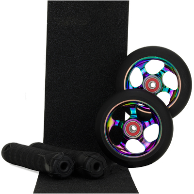 Scooter Crew MetalCore 110mm NeoChrome Wheels Envy Black Grips Pack