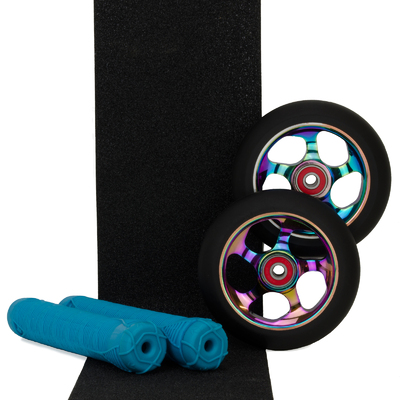 Scooter Crew MetalCore 110mm NeoChrome Wheels Envy Teal Grips Pack