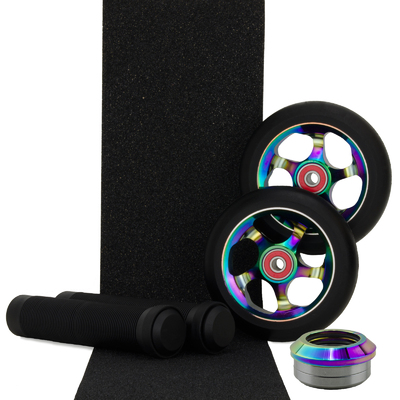 Scooter Crew MetalCore 110mm NeoChrome Wheels Black Grips Headset  Pack