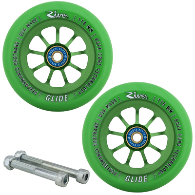 River Wheel Co Glide 110mm Emerald Wheels with Bearings and Axles