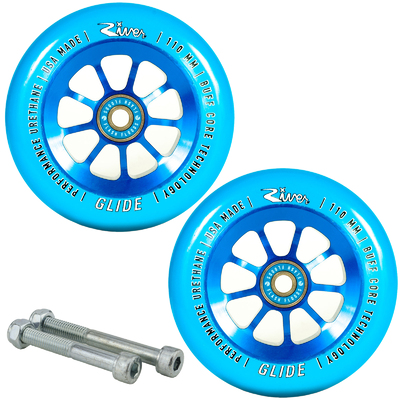 River Wheel Co Glide 110mm Sapphire Wheels with Bearings and Axles