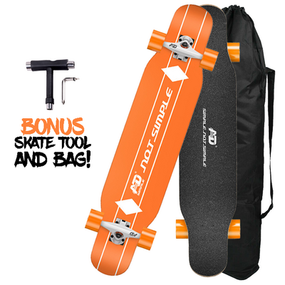 AD 42" Longboard Complete Skateboard - Orange Crush