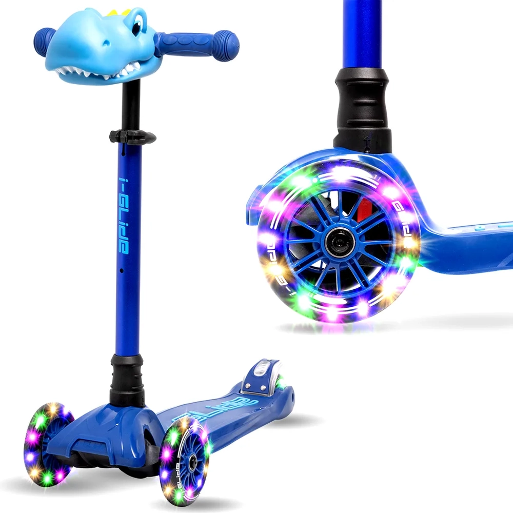 Main product image for i-Glide 3 Wheel Scooter with Dinosaur Head - Blue