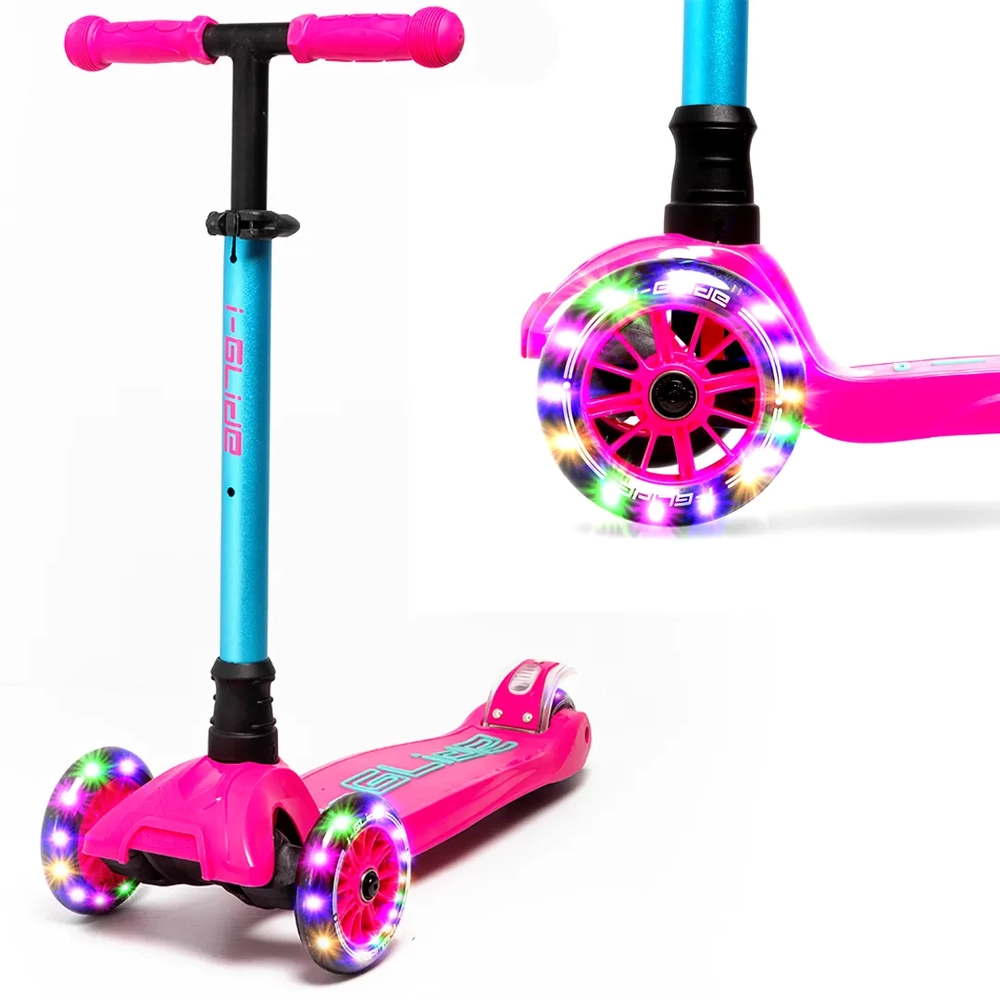 Main product image for i-Glide 3 Wheel Scooter LED Wheels - Pink Aqua