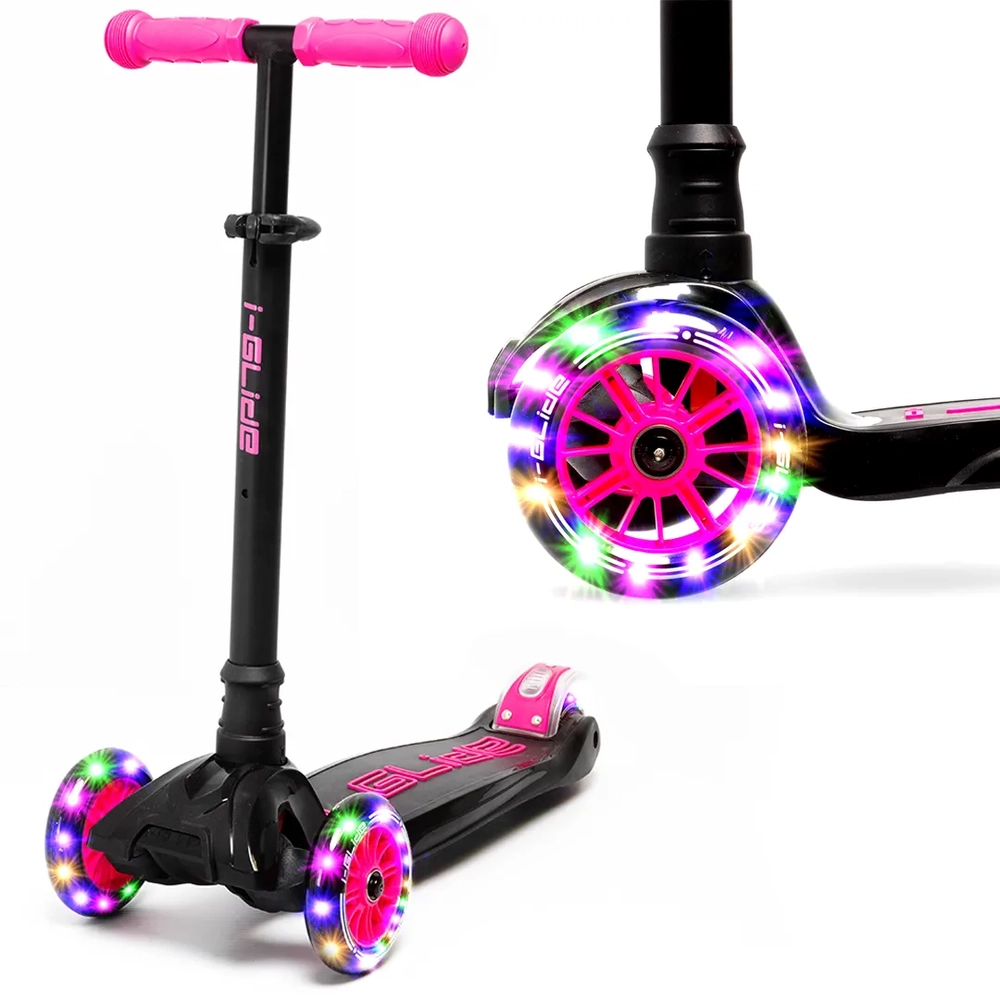 Main product image for i-Glide 3 Wheel Scooter LED Wheels - Pink Black