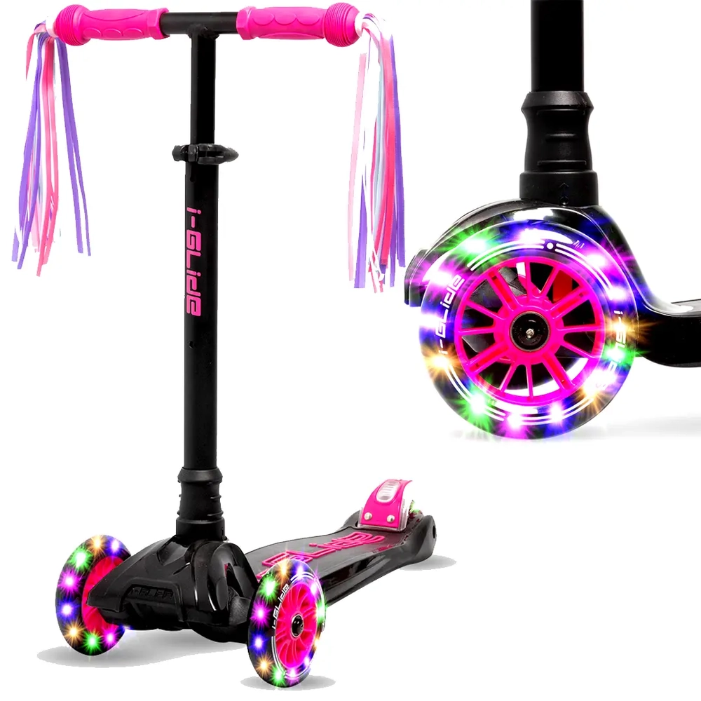 Main product image for i-Glide 3 Wheel Scooter with Ribbons - Pink Black