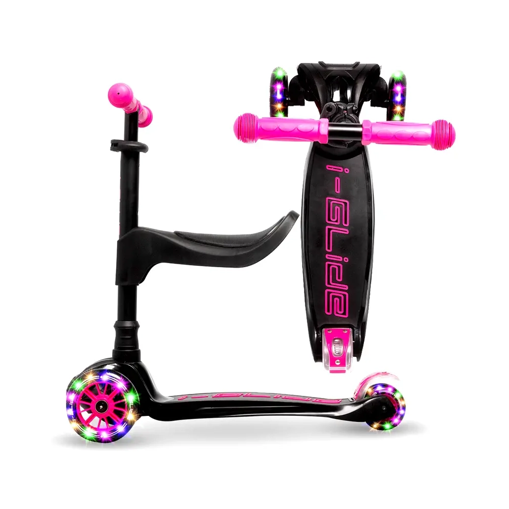 Main product image for i-Glide 3 Wheel Scooter with Toddler Seat - Pink Black