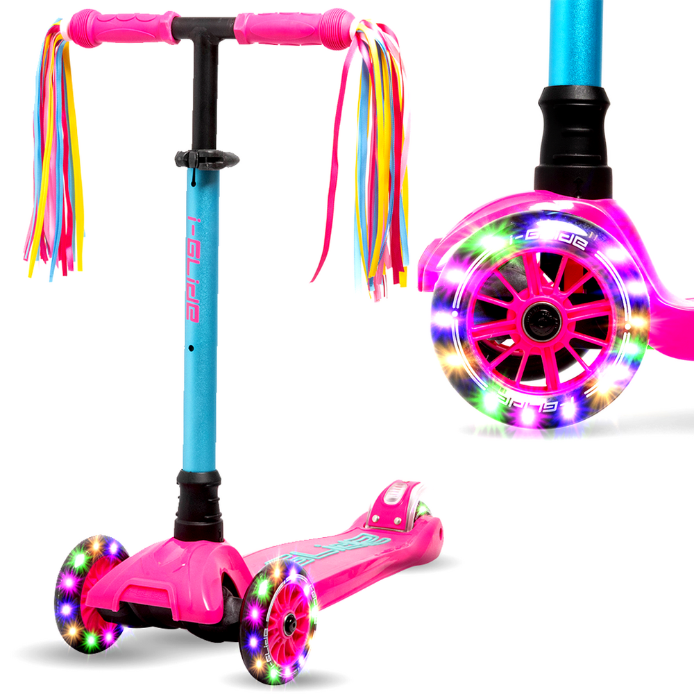 Main product image for i-Glide 3 Wheel Scooter with Ribbons - Pink Aqua