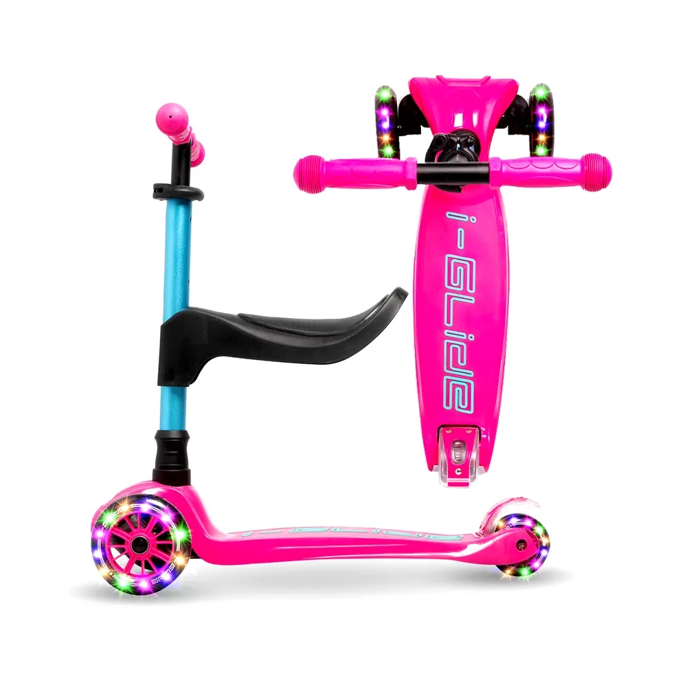 Main product image for i-Glide 3 Wheel Scooter with Toddler Seat - Pink Aqua