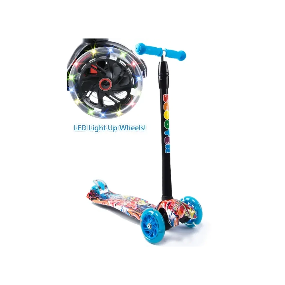 Main product image for Scooter Crew 3 Wheel Scooter with LED Light Wheels - Graffiti Blue